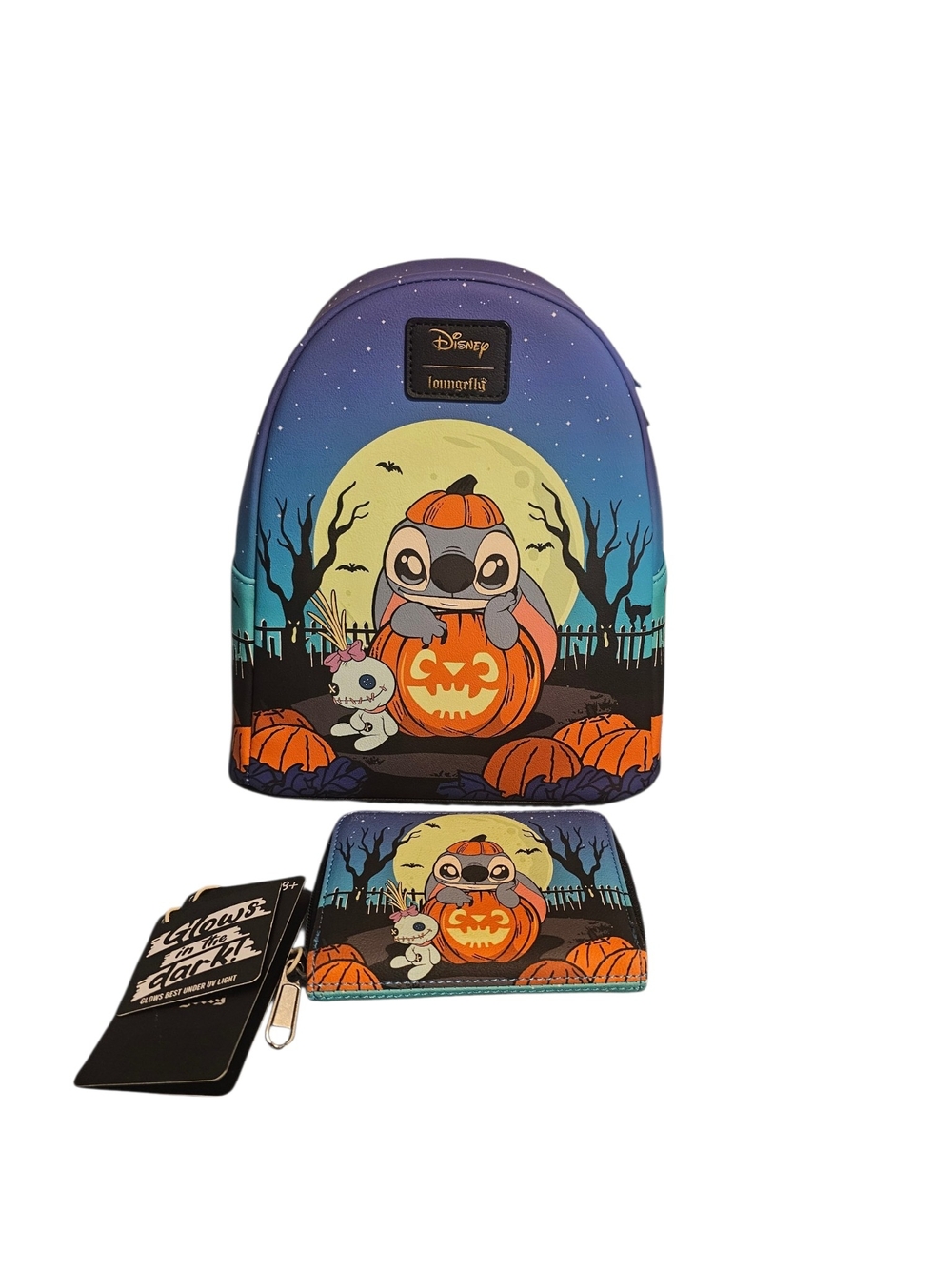Loungefly Disney Stitch Pumpkin Glow-In-The-Dark Mini Backpack & Wallet